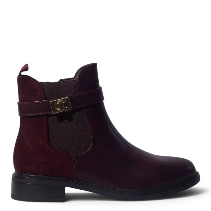 European Union Women Maroon Leather Half Boot #5499