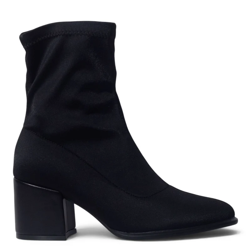 European Union Women Black Satin Half Boot #5523