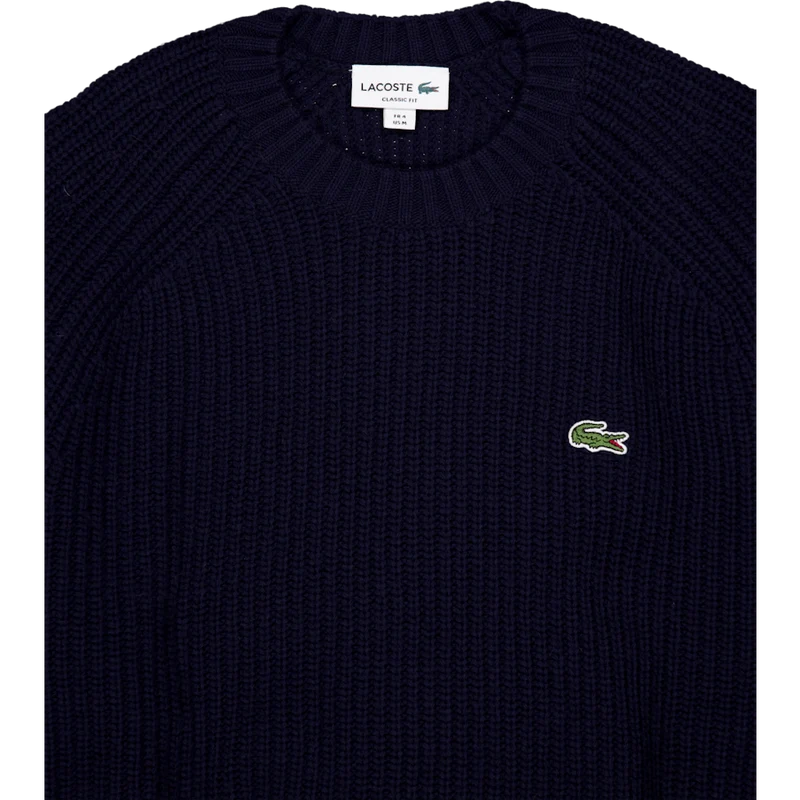 Thick Carded Wool Crew Neck Sw Navy Blue