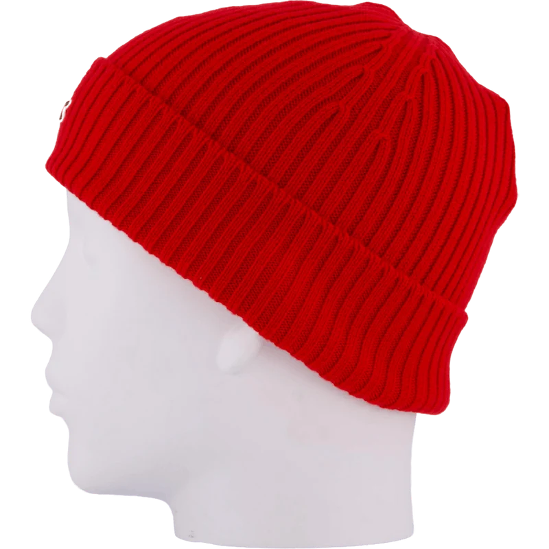 Rib Knit Brushed Wool Beanie Red