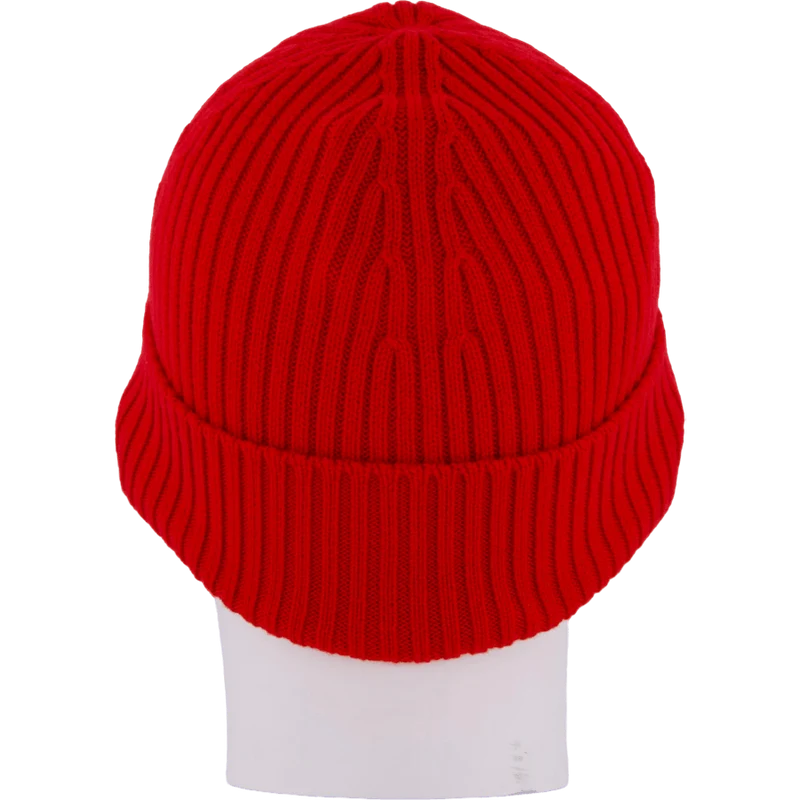 Rib Knit Brushed Wool Beanie Red