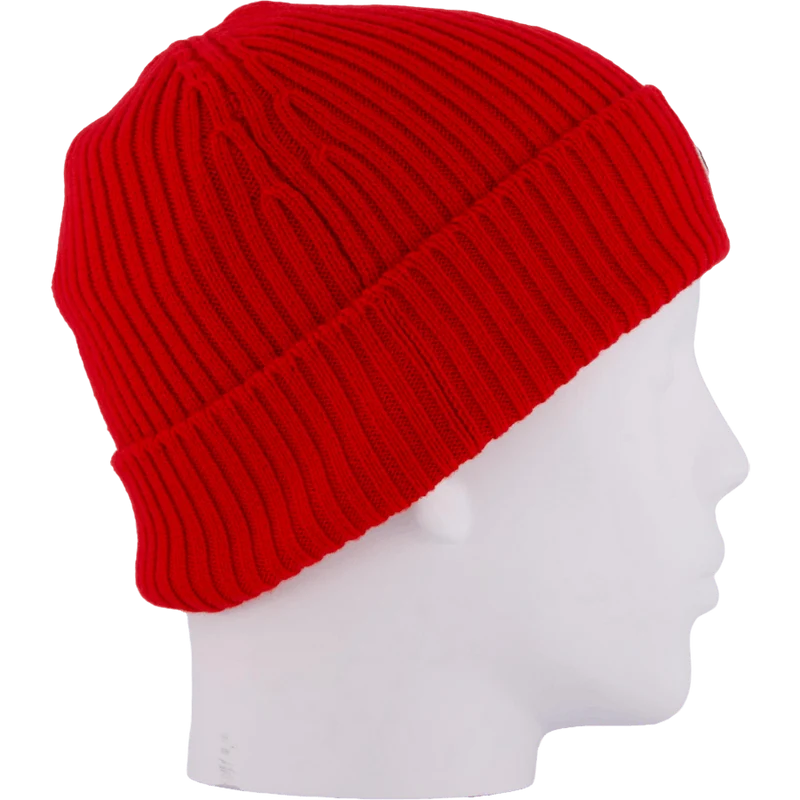 Rib Knit Brushed Wool Beanie Red