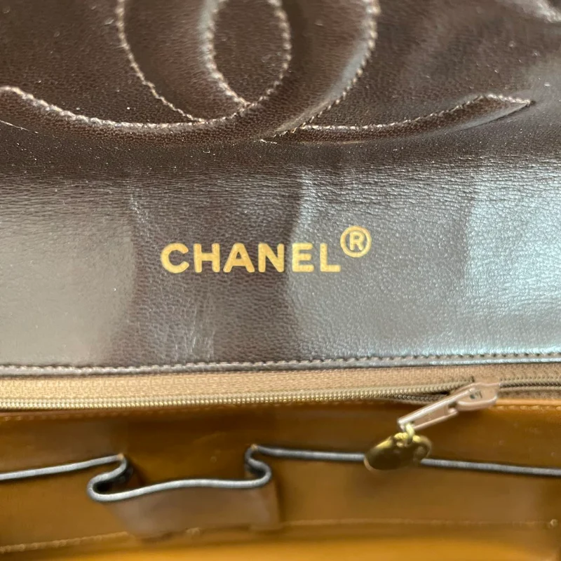 Chanel Vintage Zweifarbige Klassische Klappentasche in Braun, 1991