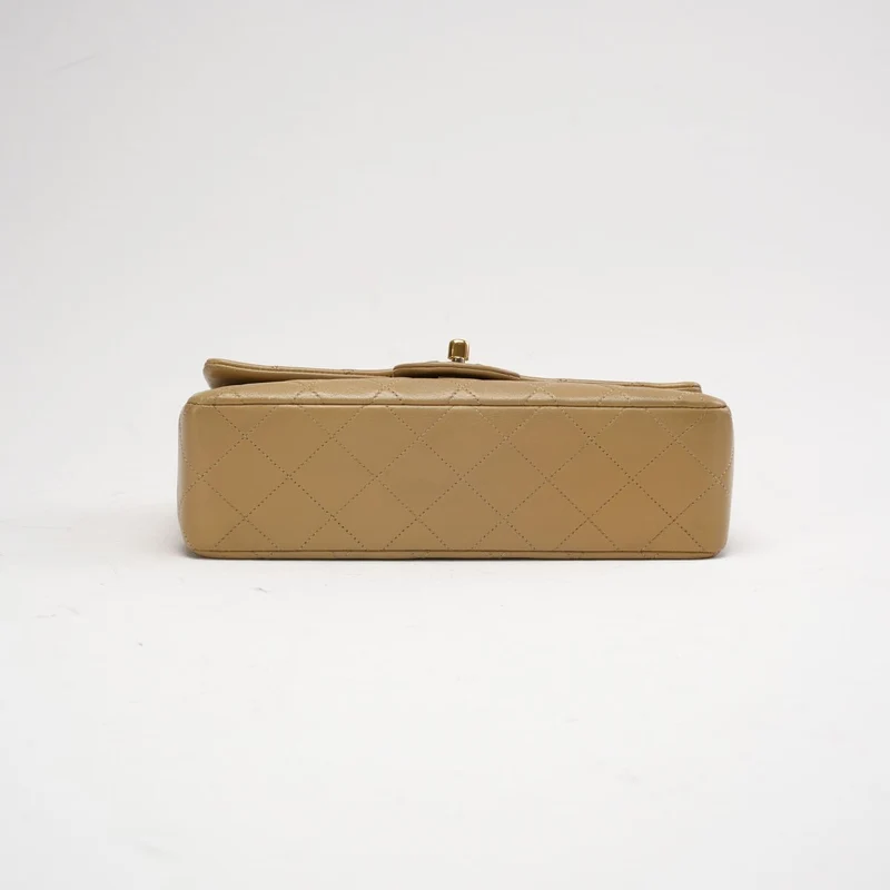 Chanel Vintage Beige Kleine Doppelflap-Tasche 1991