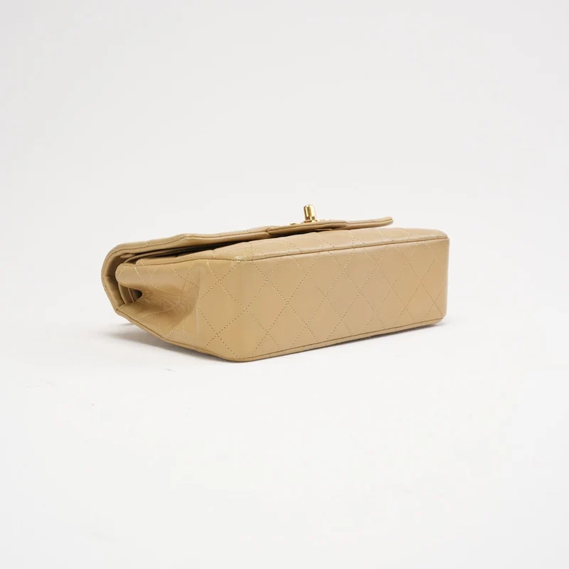 Chanel Vintage Beige Kleine Doppelflap-Tasche 1991