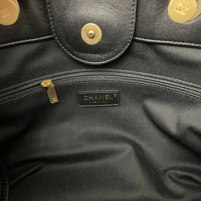 Chanel Deauville Shopping Tote, groß, Kalbsleder, Schwarz/Beige