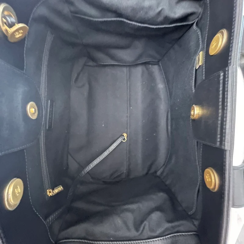 Chanel Deauville Shopping Tote, groß, Kalbsleder, Schwarz/Beige