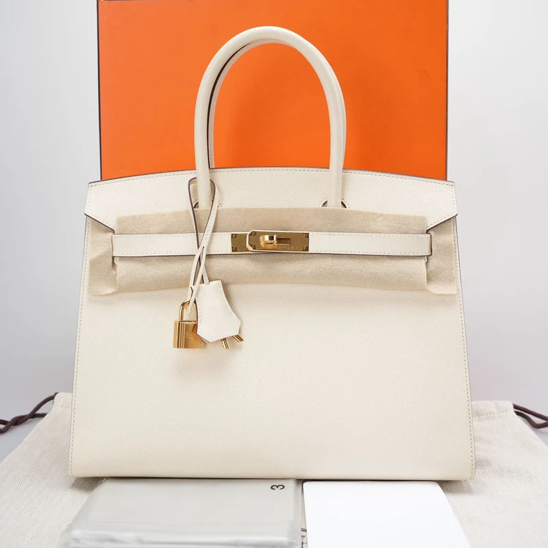 Hermes Birkin 30 Sellier Tasche aus Nata Epsom Leder mit goldener Hardware