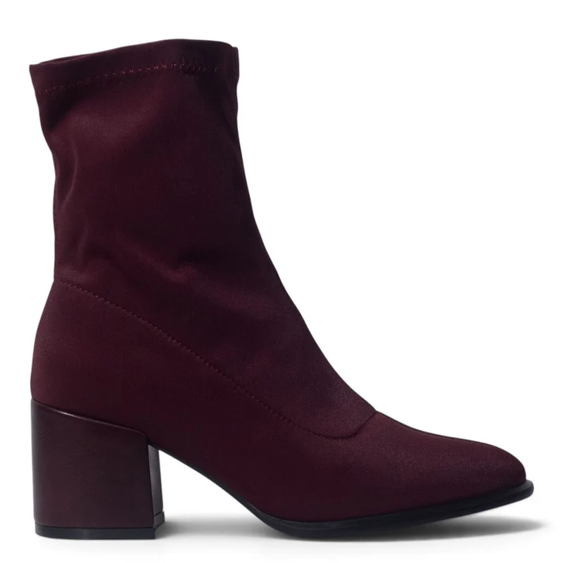 European Union Women Maroon Satin Half Boot #5524