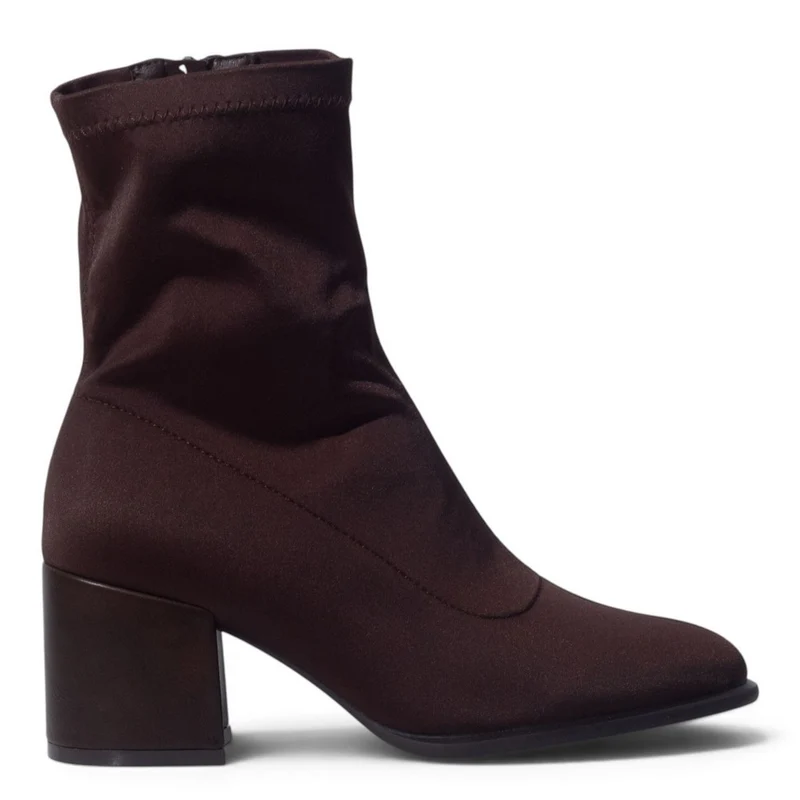European Union Women Brown Satin Half Boot #5525