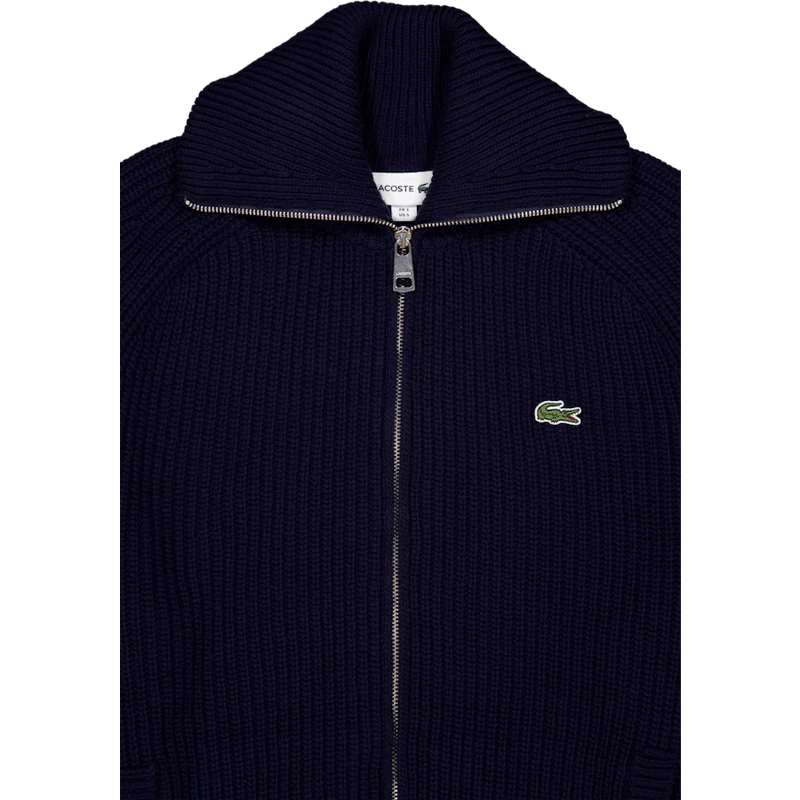 Carded Wool High Neck Zipped S Navy Blue