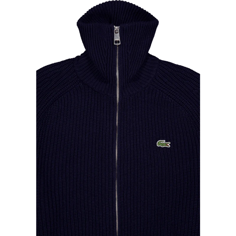Carded Wool High Neck Zipped S Navy Blue