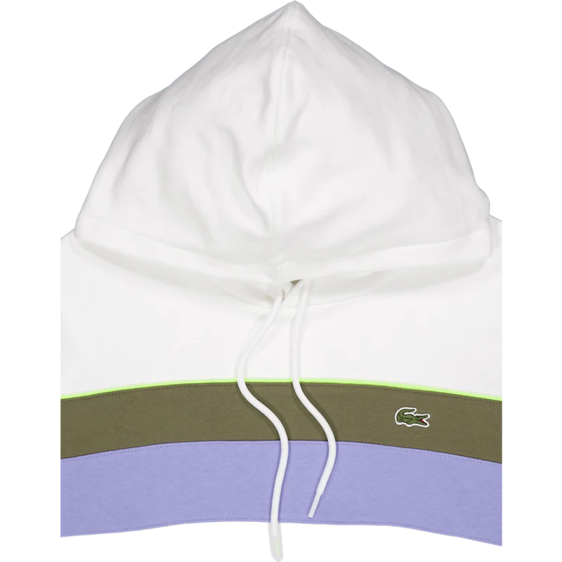Colour-block Fleece Hoodie Flour/olive-delphinium