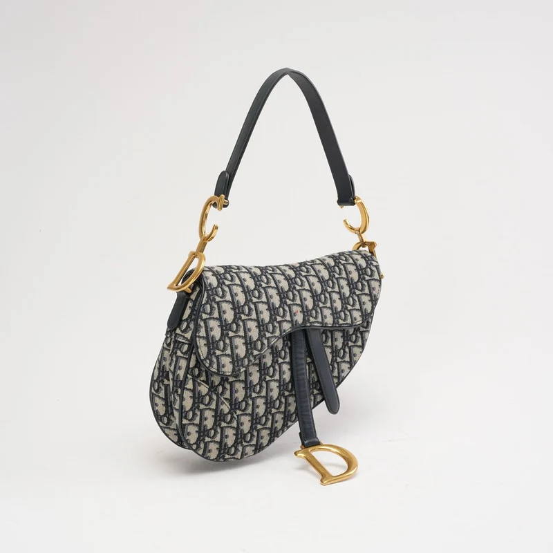 Dior Saddle Medium Canvas Blau/Weiß 2020
