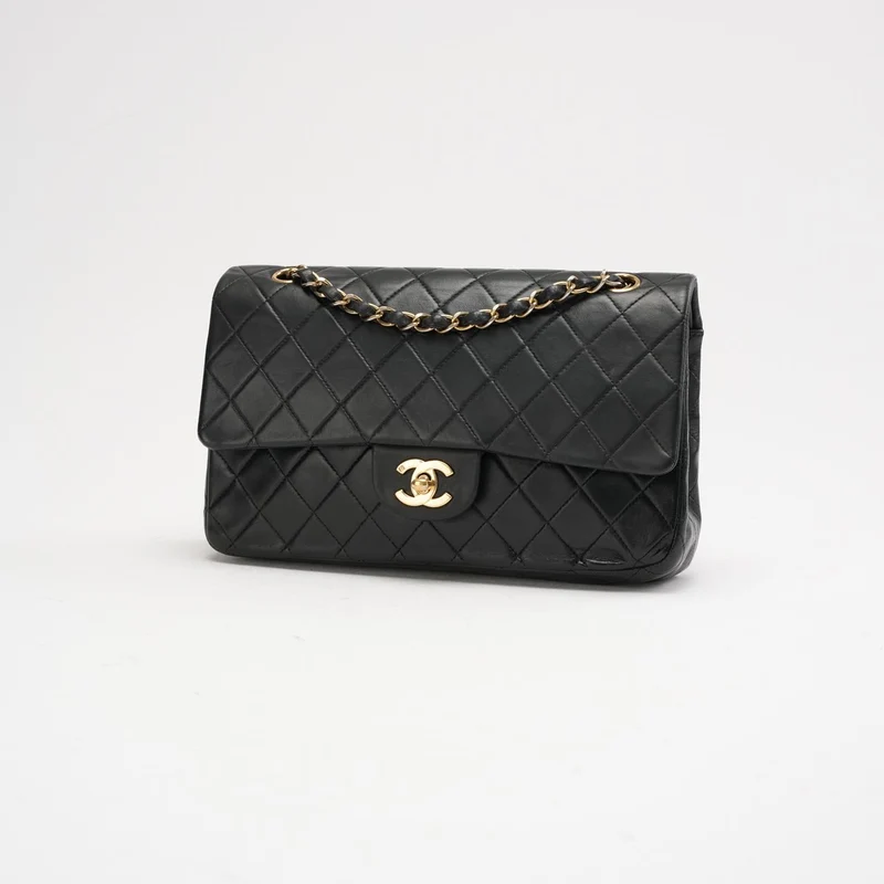 Chanel Vintage Schwarze Medium Classic Double Flap Bag 2003