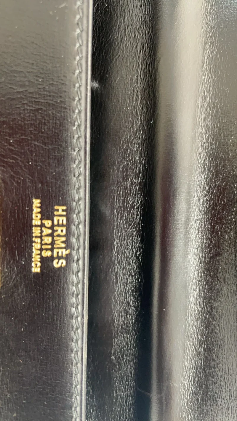 Hermès Vintage Schwarze Kelly Sellier 32 Box Leder 1985