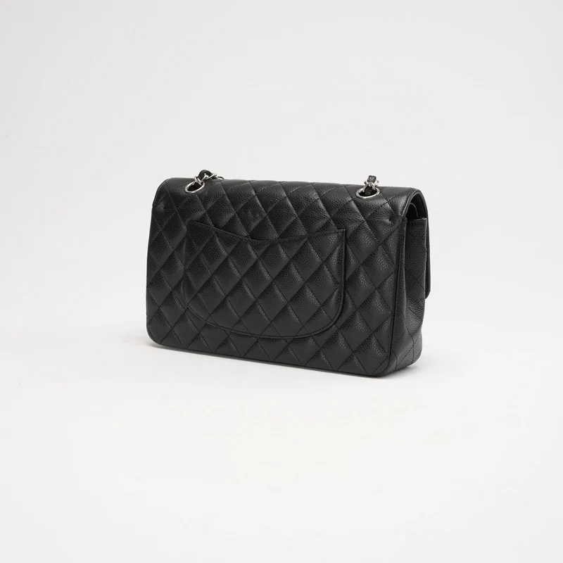 Chanel Classic Medium Double Flap Bag, schwarzes Kaviarleder, 2010