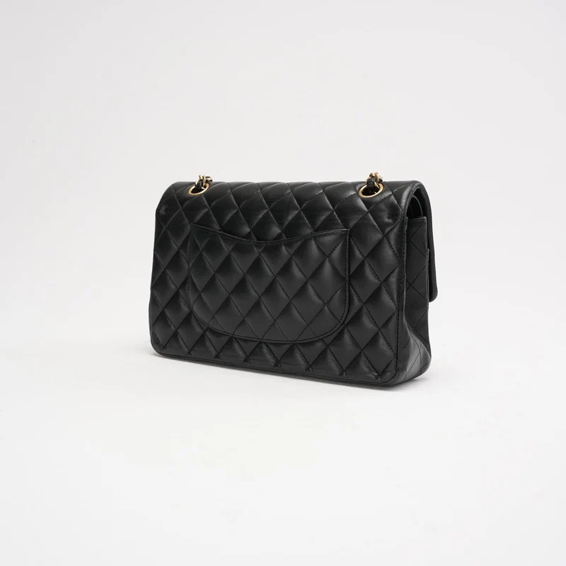 Chanel Classic Medium Double Flap Bag Schwarzes Lammleder 2012