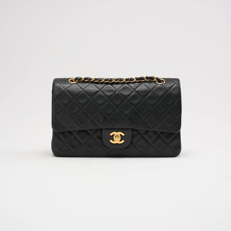 Chanel Schwarze Vintage Classic Medium Double Flap Bag 1997
