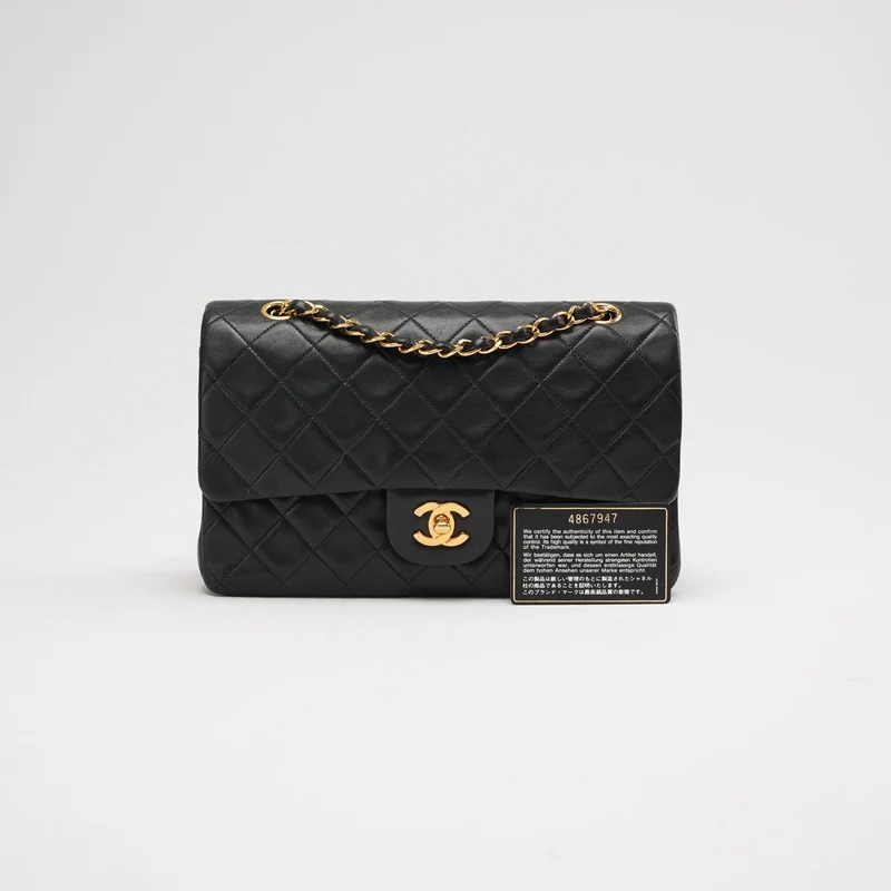 Chanel Schwarze Vintage Classic Medium Double Flap Bag 1997