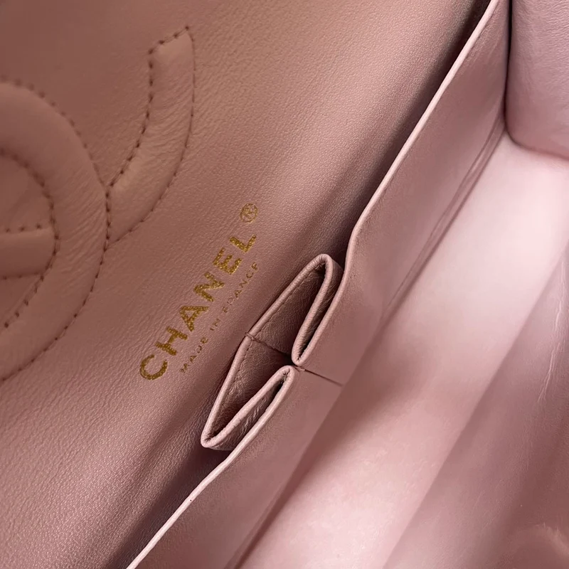 Chanel Pink Quilted Medium Classic Double Flap Bag 2017