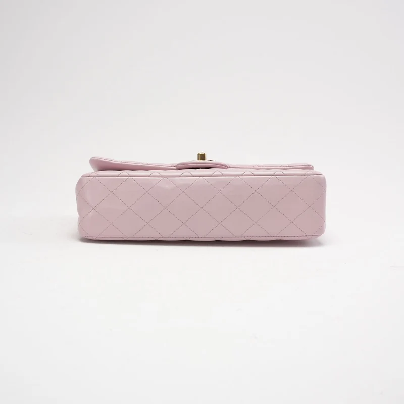 Chanel Pink Quilted Medium Classic Double Flap Bag 2017