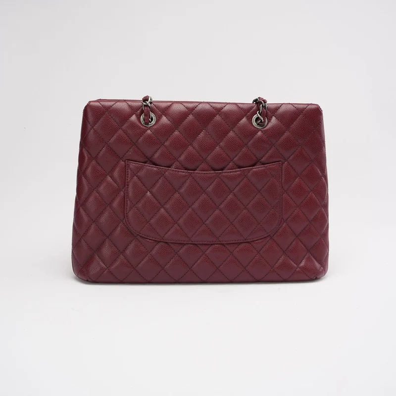 Chanel City-Shopping-Tasche aus burgunderrotem Kaviarleder, Modell 2016