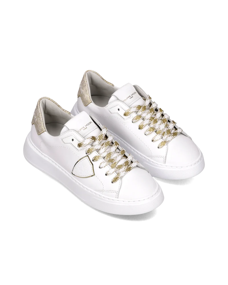Sneakers Temple Tennis Women, White Gold