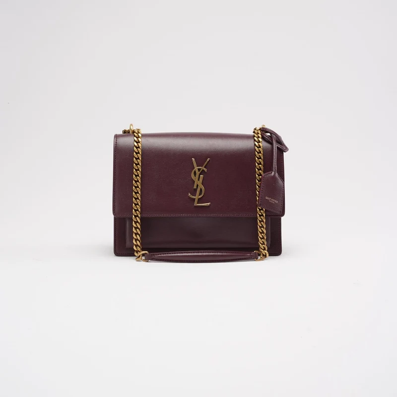 Saint Laurent Burgunderrotes Kalbsleder Medium Monogram Sunset 2018