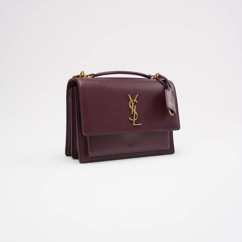Saint Laurent Burgunderrotes Kalbsleder Medium Monogram Sunset 2018