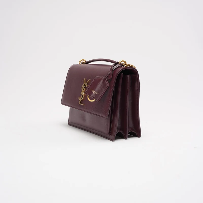 Saint Laurent Burgunderrotes Kalbsleder Medium Monogram Sunset 2018