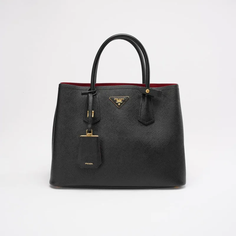 Prada Medium Black / Red Double Tote Bag