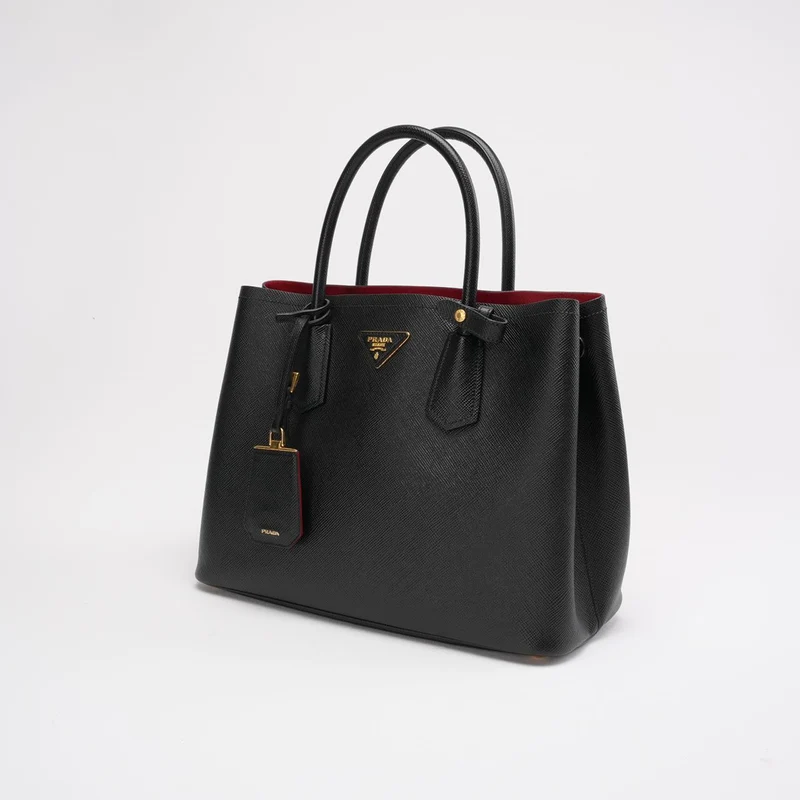 Prada Medium Black / Red Double Tote Bag