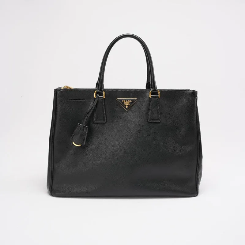 Prada Black Galleria Medium Galleria Zip Tote Saffiano Leder