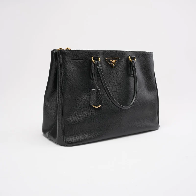 Prada Black Galleria Medium Galleria Zip Tote Saffiano Leder