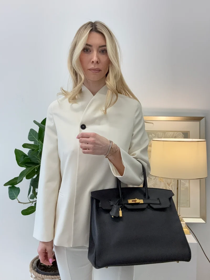 Hermès Birkin 35, schwarzes Epsom-Leder mit goldfarbenen Beschlägen, 2016
