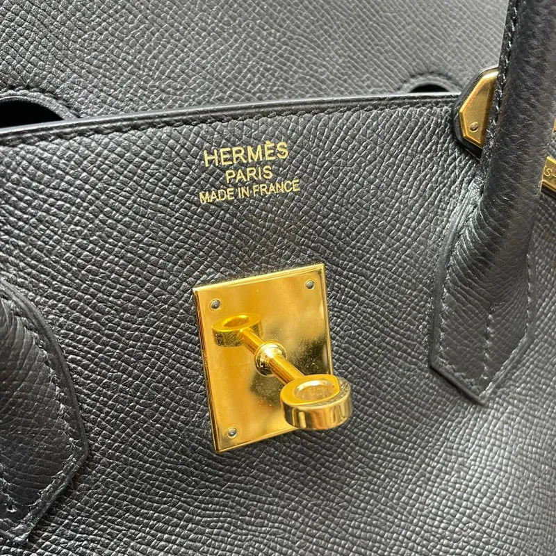 Hermès Birkin 35, schwarzes Epsom-Leder mit goldfarbenen Beschlägen, 2016
