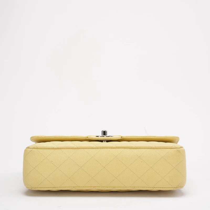 Chanel Gelb Medium Double Flap Caviar Quilted 2018