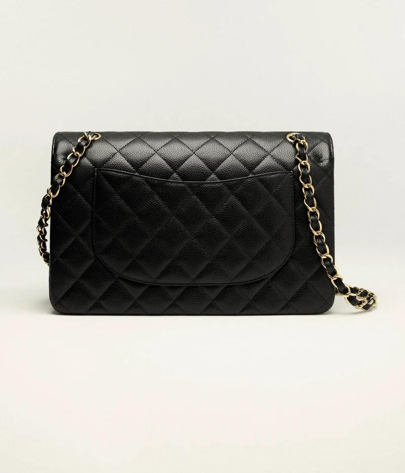 Chanel Schwarze Classic Jumbo Double Flap Bag Caviar 2018