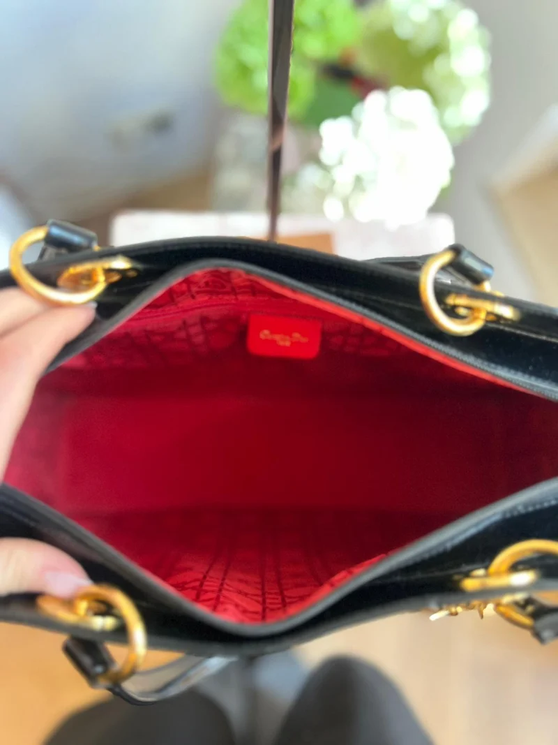 Christian Dior Schwarze Vintage Große Lady Dior Tote Bag 2007