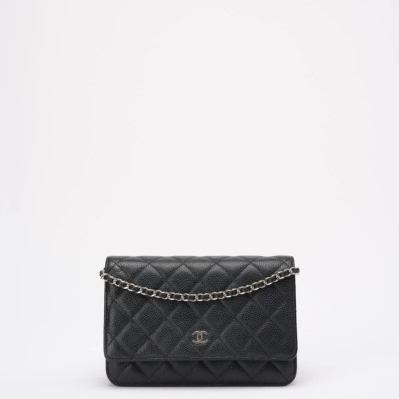 Chanel Wallet on Chain (WOC) aus schwarzem Kaviarleder, Modell 2014