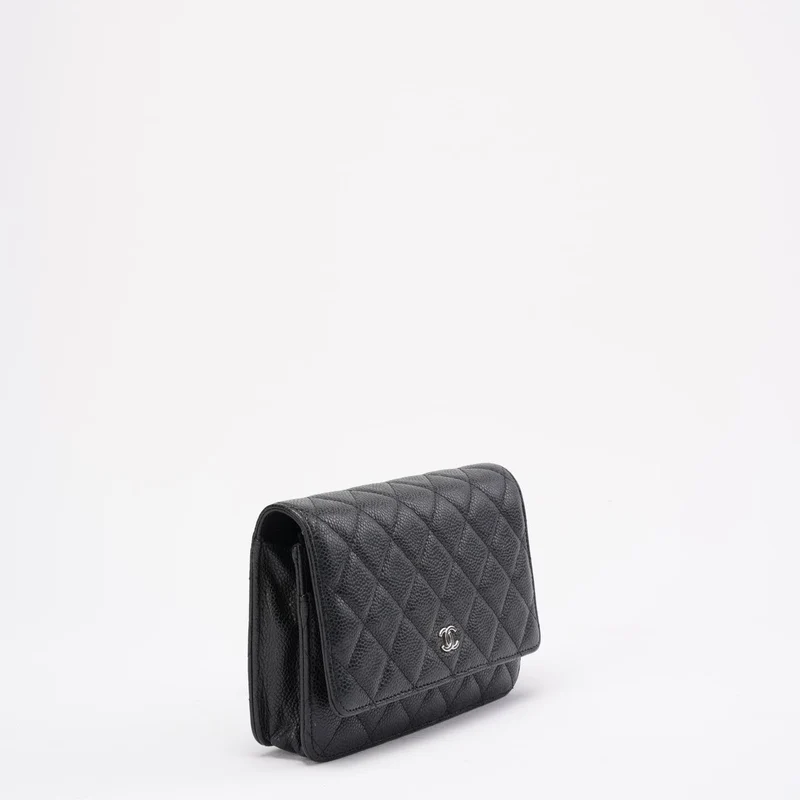 Chanel Wallet on Chain (WOC) aus schwarzem Kaviarleder, Modell 2014