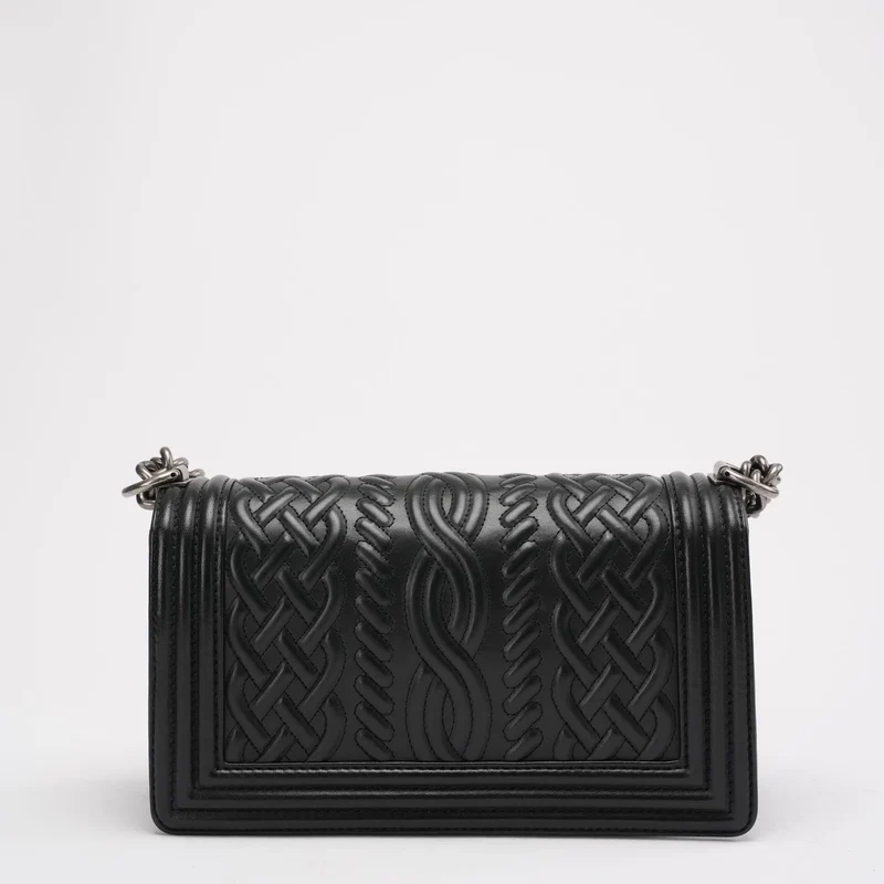 Chanel Schwarze Celtic Medium Boy Bag aus Lammleder 2014