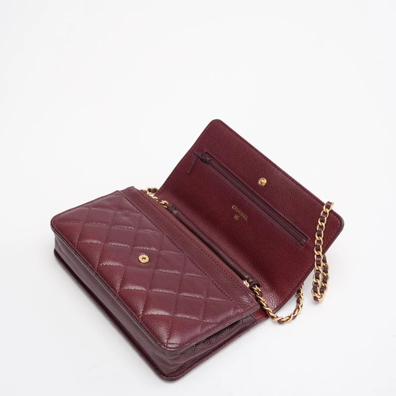 Chanel Burgundy Classic Wallet on Chain (WOC) 2016