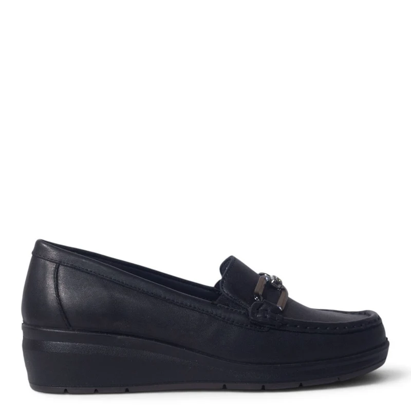 Italian Women Black Leather Shoes #5555