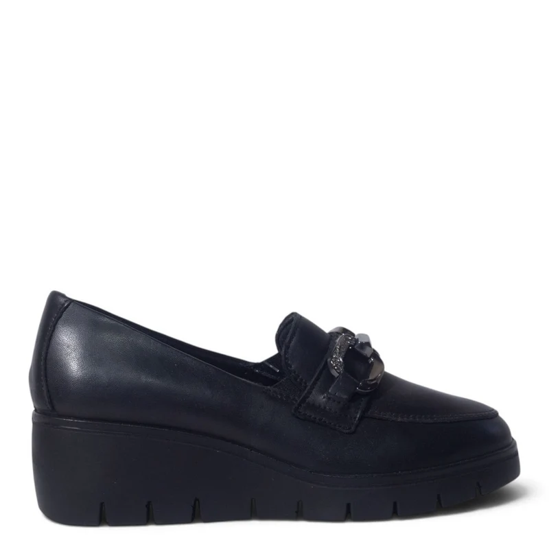 Italian Women Black Leather Shoes #5553