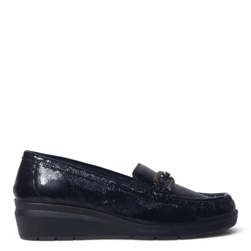 Italian Women Black Vernis Leather Shoes #5556