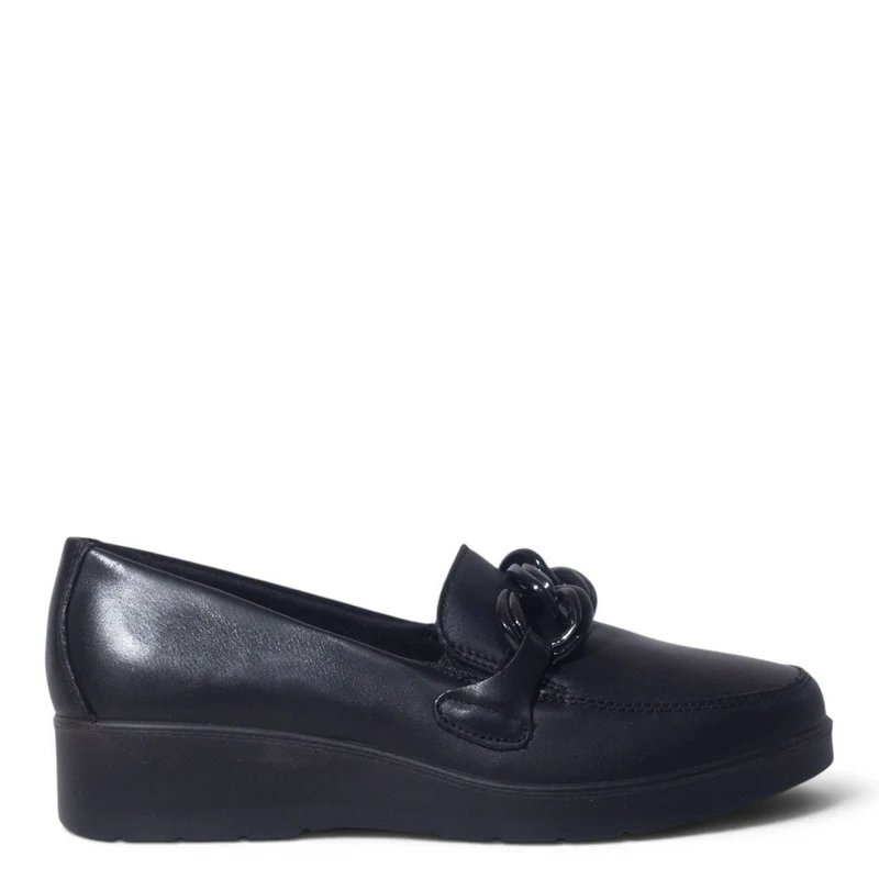 Italian Women Black Leather Shoes #5558
