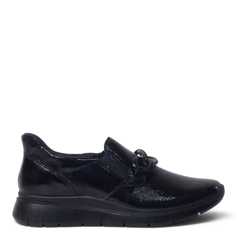 Italian Women Black Vernis Leather Shoes #5562