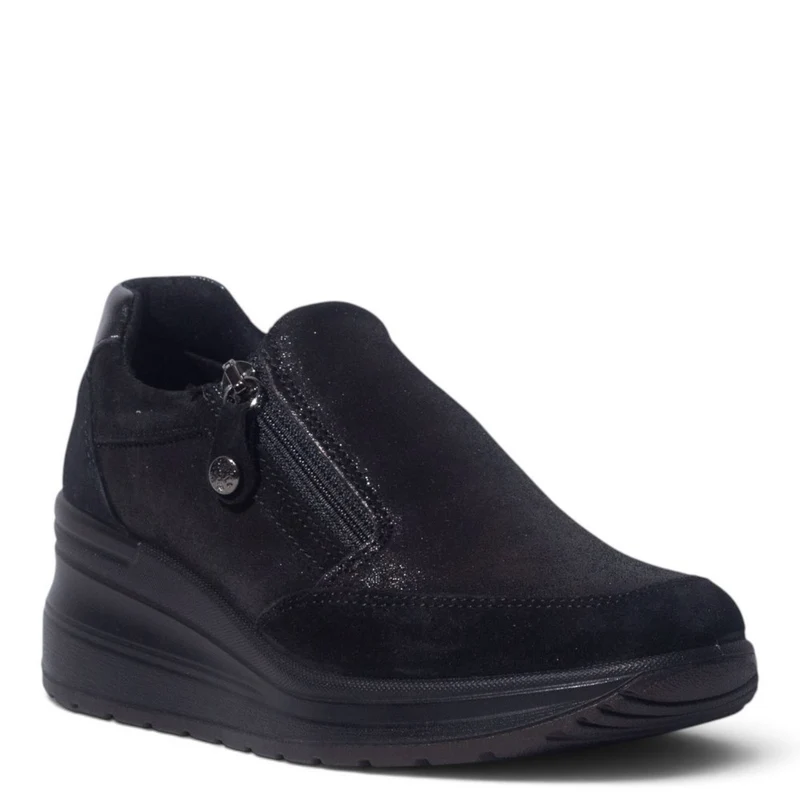 Italian Women Black Chamois Shoes #5564